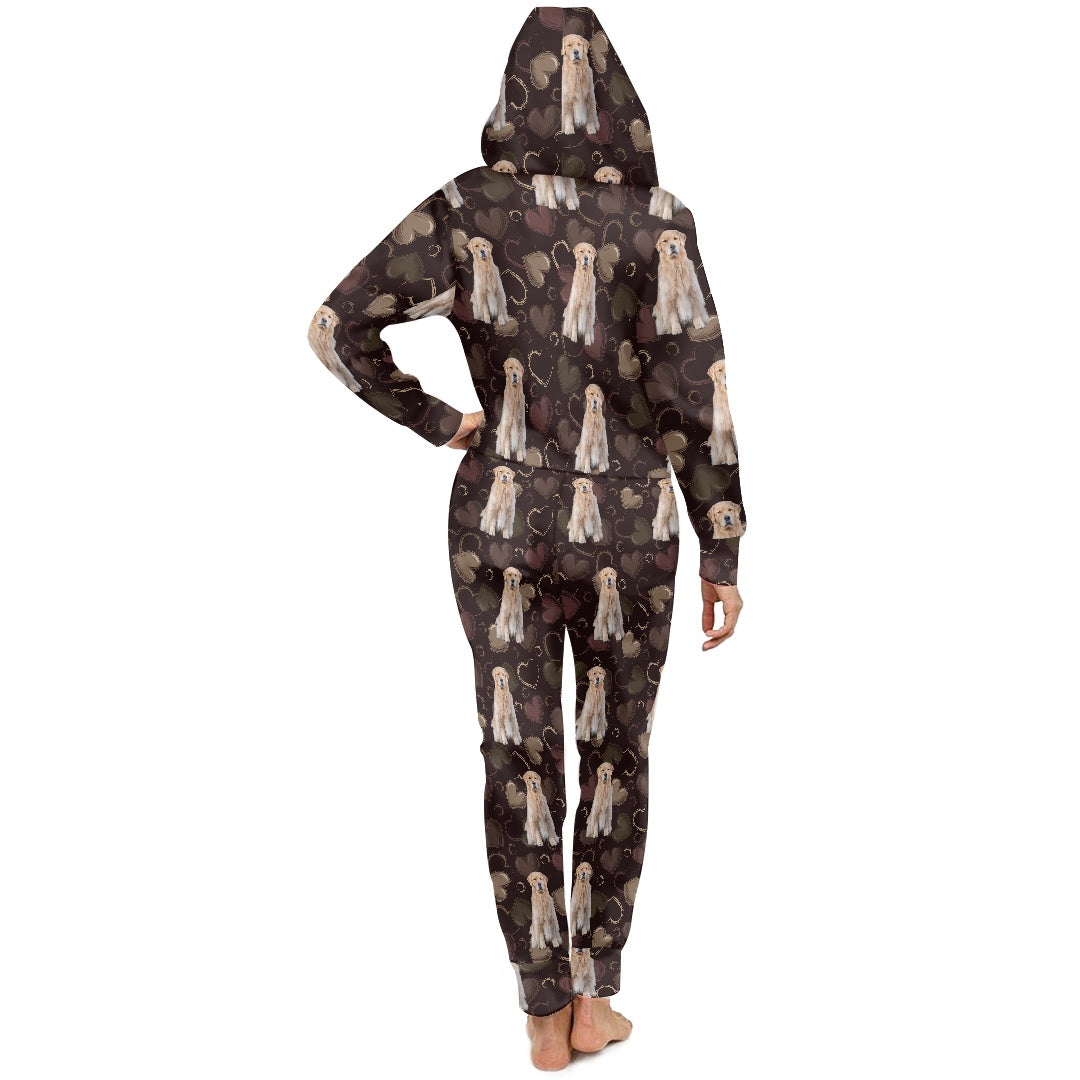 Women's hooded long sleeve jumpsuit