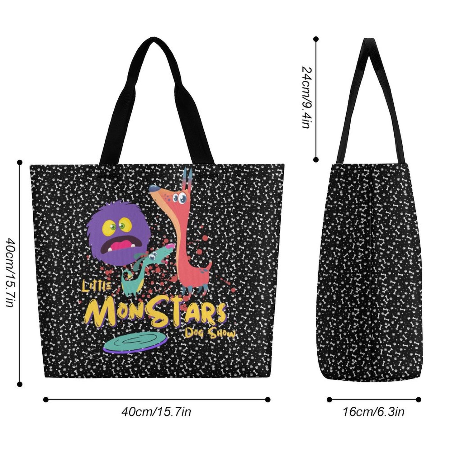 LITTLE MONSTERS Large One Shoulder Shopping Bag (All-Over Printing)