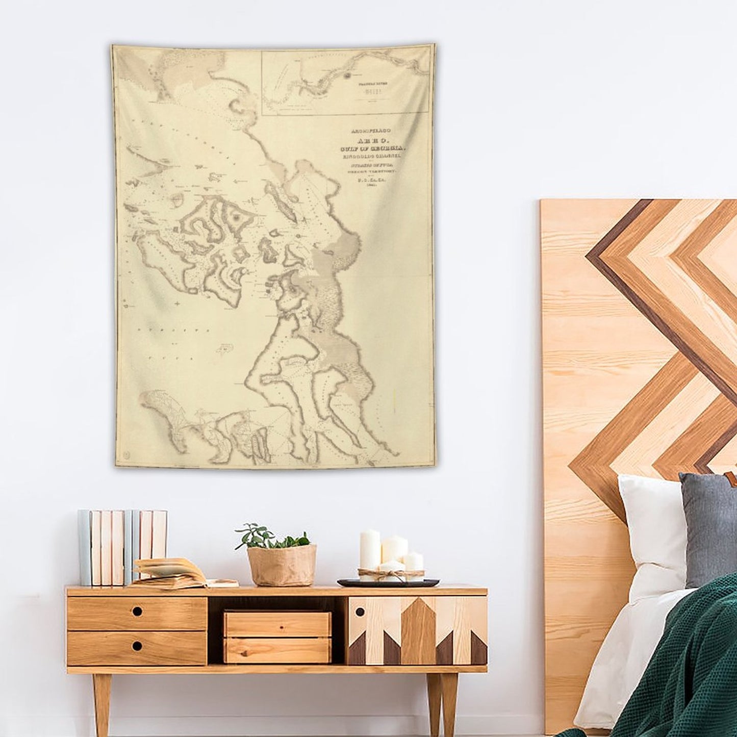 Wall Art with Vertical Tapestry