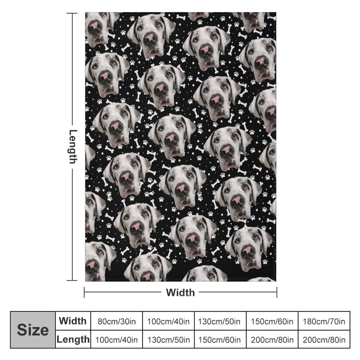 FACE w PAWS-n-BONES  Blanket-30"x40" (Dual-sided Printing)