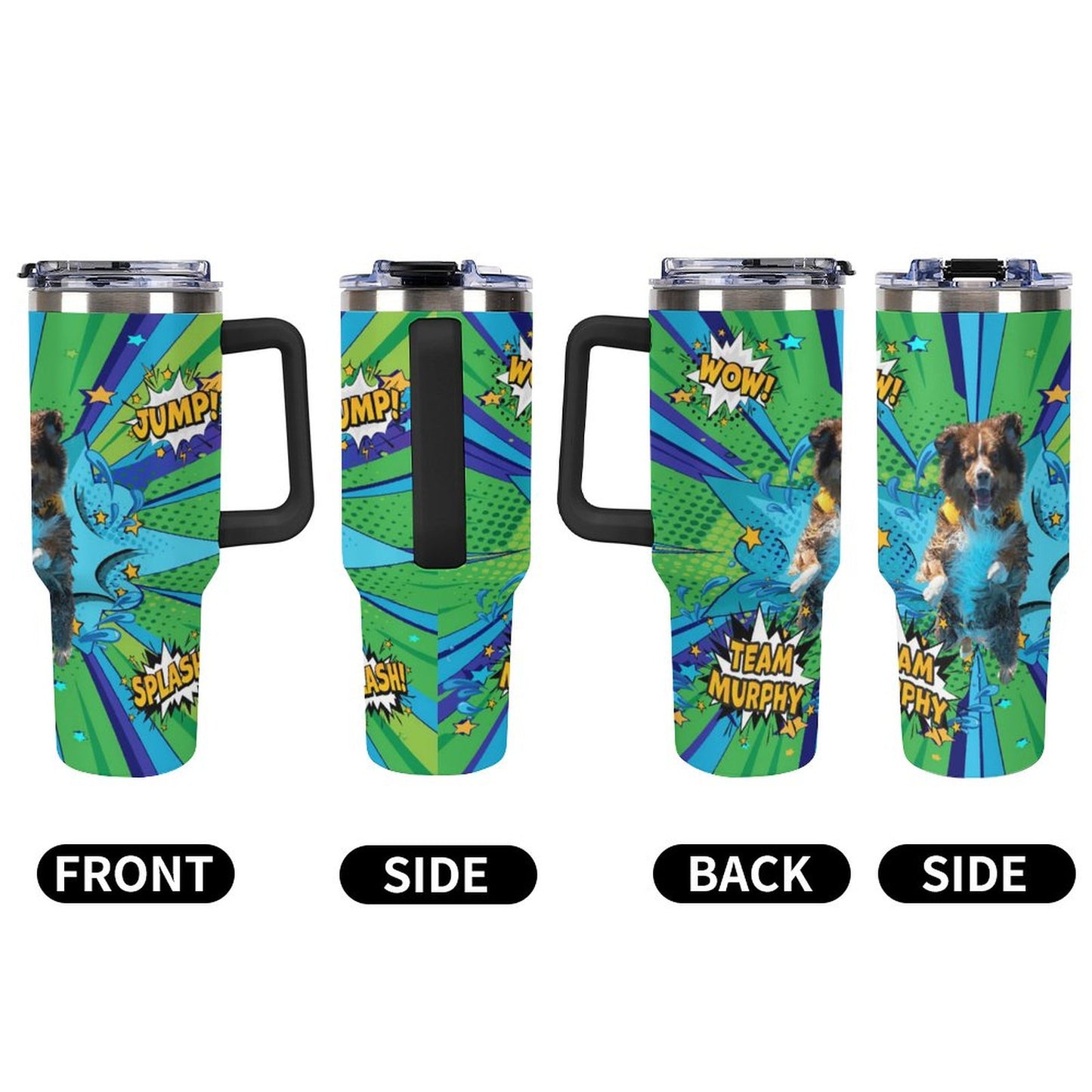 mUrphy 40oz Insulated Tumbler with Handle and Straw