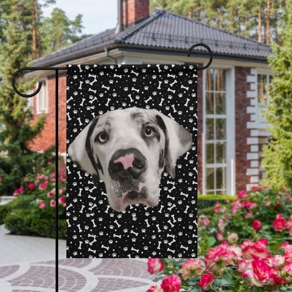 FACE w PAWS-n-BONES GARDEN FLAG  ( 2 Sides)-12"x18"