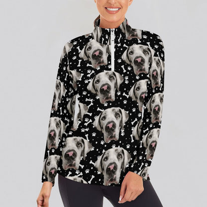 FACE w PAWS-n-BONES 1/4 Zipper Long Sleeve