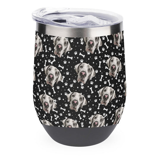 FACE w PAWS-n-BONES Wine Tumbler with Lid