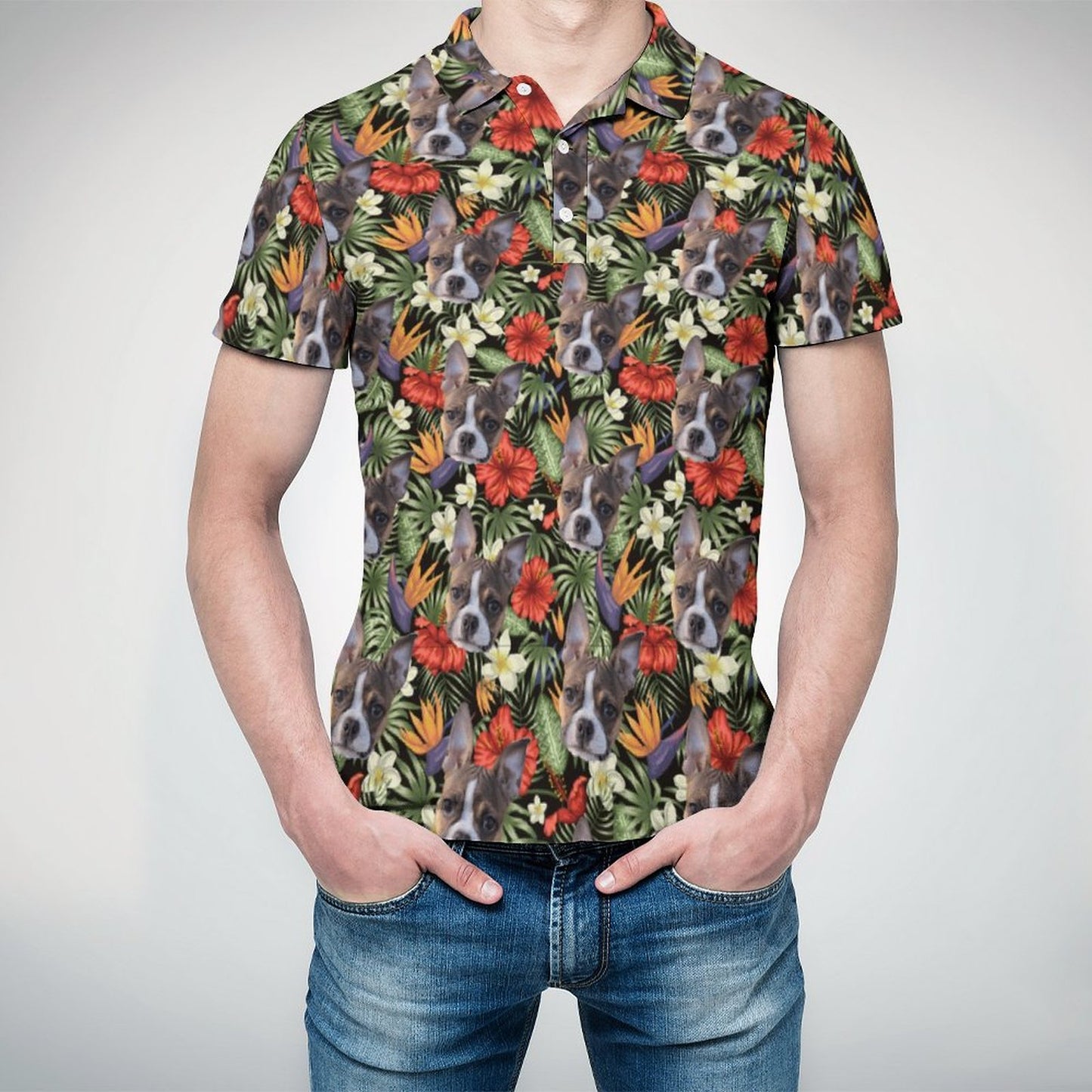 HAWAIIAN STYLE FACE Straight Down Golf Shirt