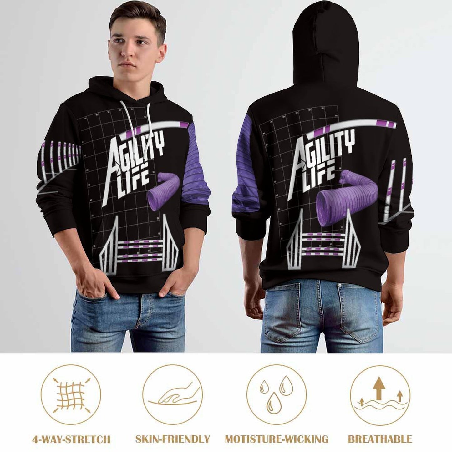 AGILITY LIFE BLACK Hoodie   - Polyester