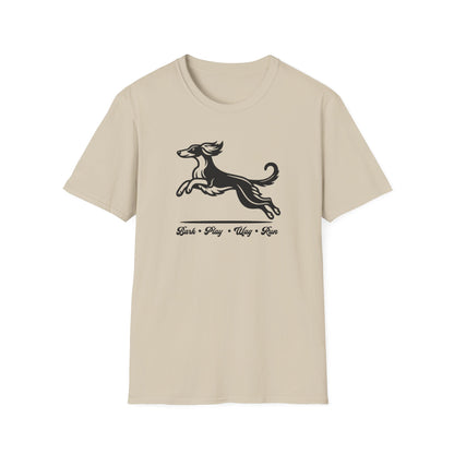 Play WINDSPRITE - Silken Windhound Waving Unisex Softstyle T-Shirt