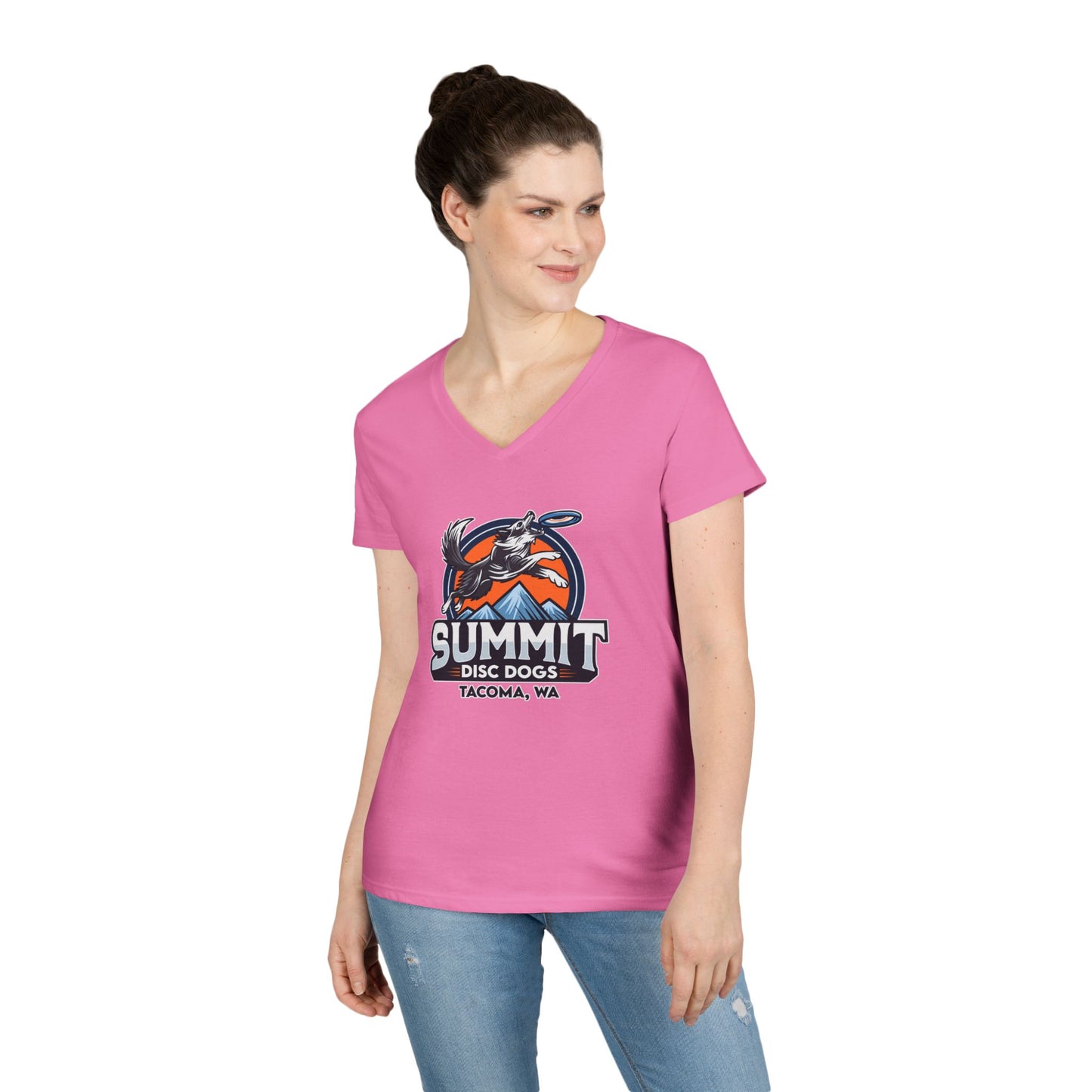 *SUMMIT DISC DOGS Ladies' V-Neck T-Shirt