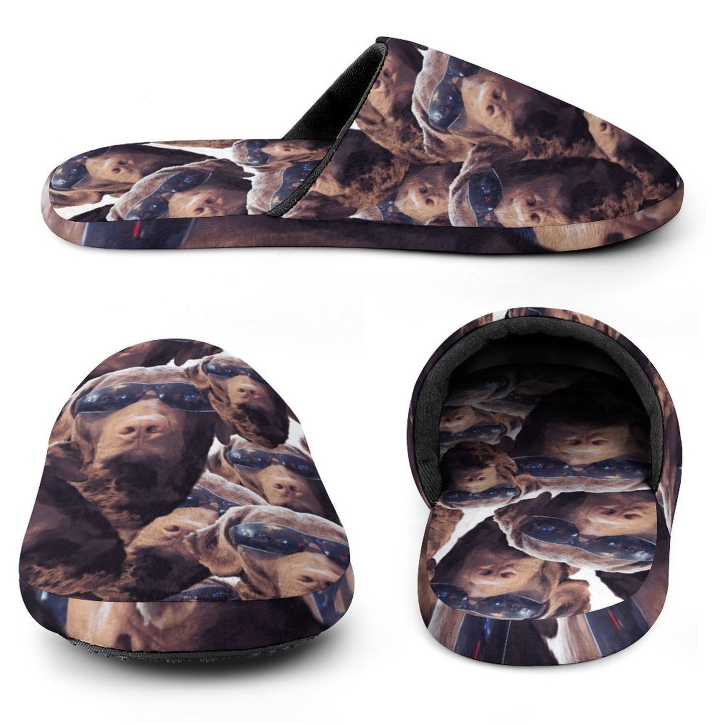 FOXY LADY _ LAB _ COLLAGE FACE DESIGN - Flannel Men's Cotton Slippers