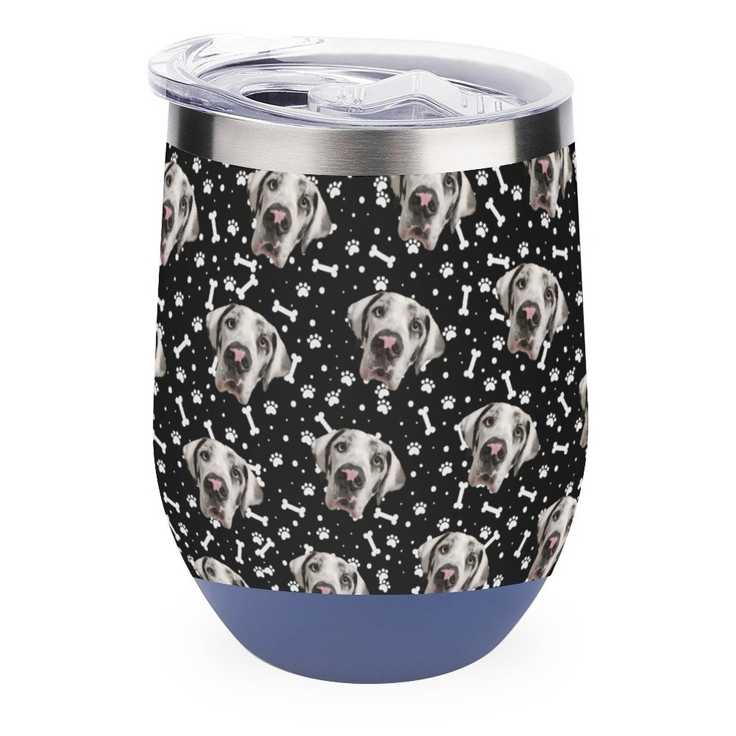 FACE w PAWS-n-BONES Wine Tumbler with Lid