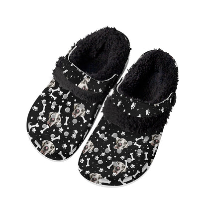 FACE w PAWS-n-BONES Fuzzy SLIP ON SHOES