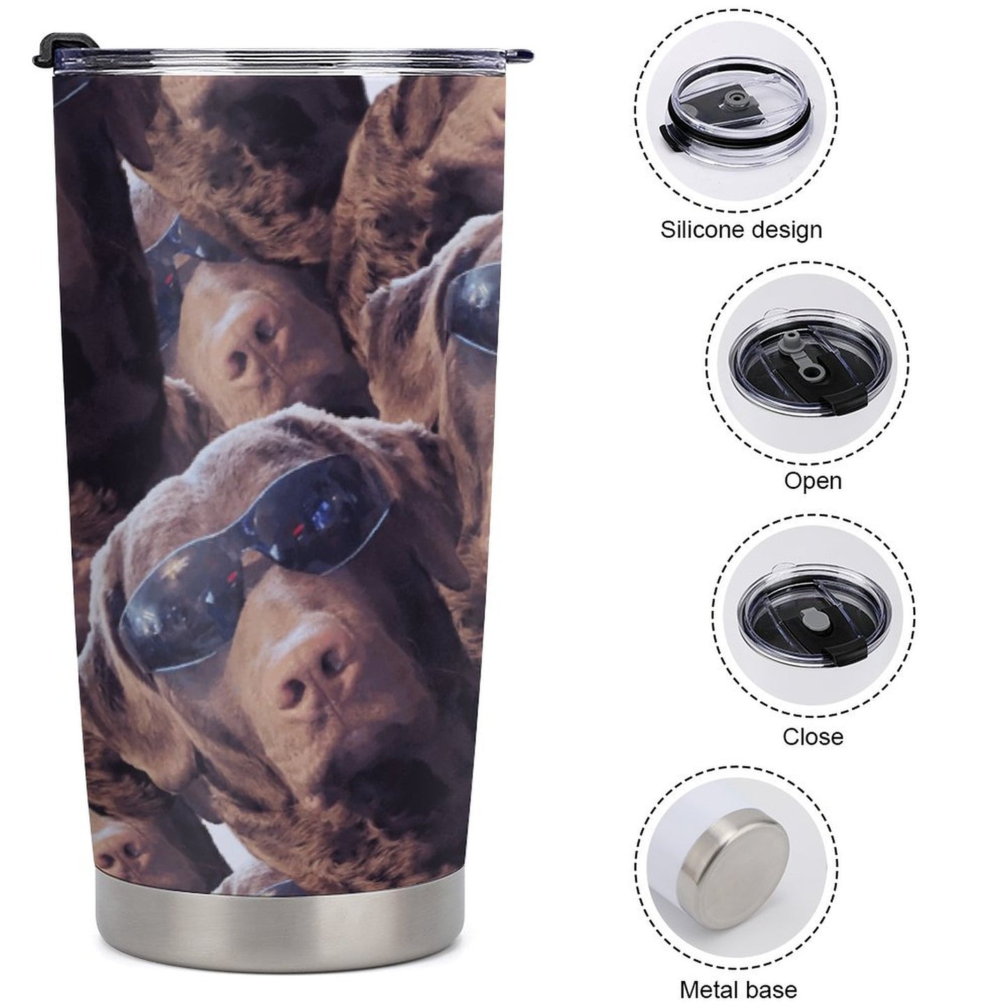 FOXY LADY _ LAB _ COLLAGE FACE DESIGN -Car Travel Coffee Mug with Lid