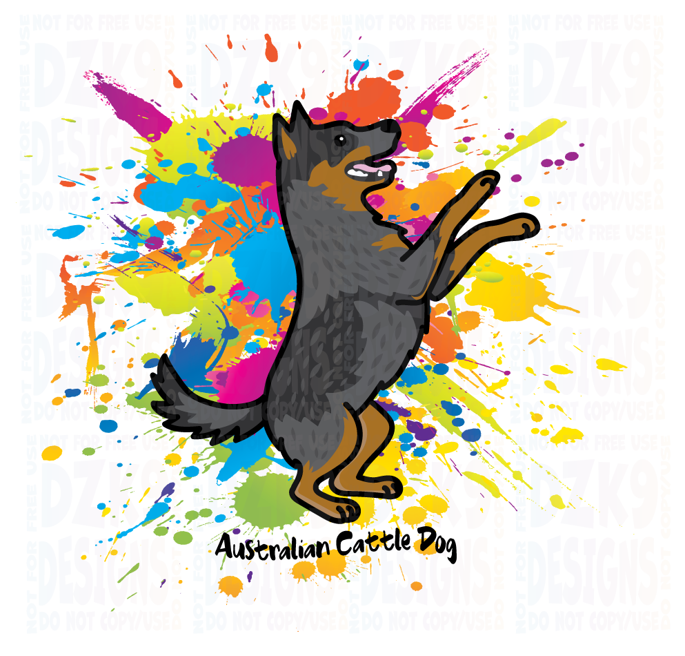 CATTLE DOG COLOR SPLASH - SIT PRETTY