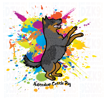 CATTLE DOG COLOR SPLASH - SIT PRETTY