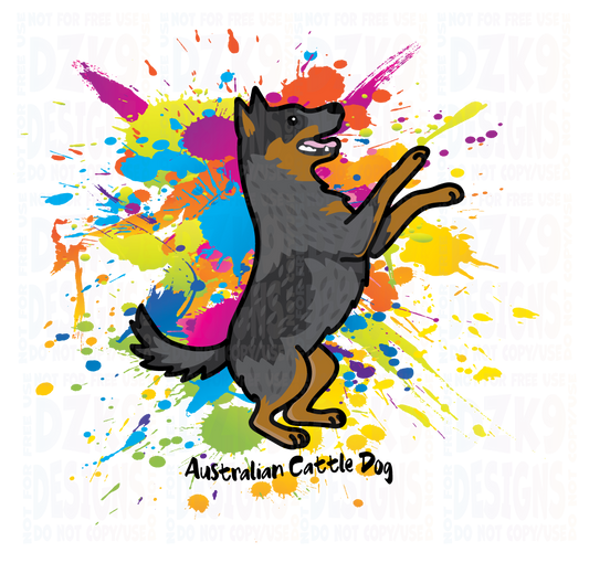 CATTLE DOG COLOR SPLASH - SIT PRETTY