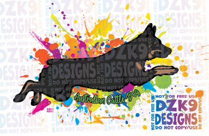 CATTLE DOG COLOR SPLASH - NO TAIL