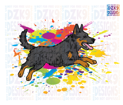 CATTLE DOG COLOR SPLASH LEAPING - TAIL