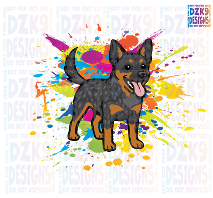 CATTLE DOG COLOR SPLASH CUTE