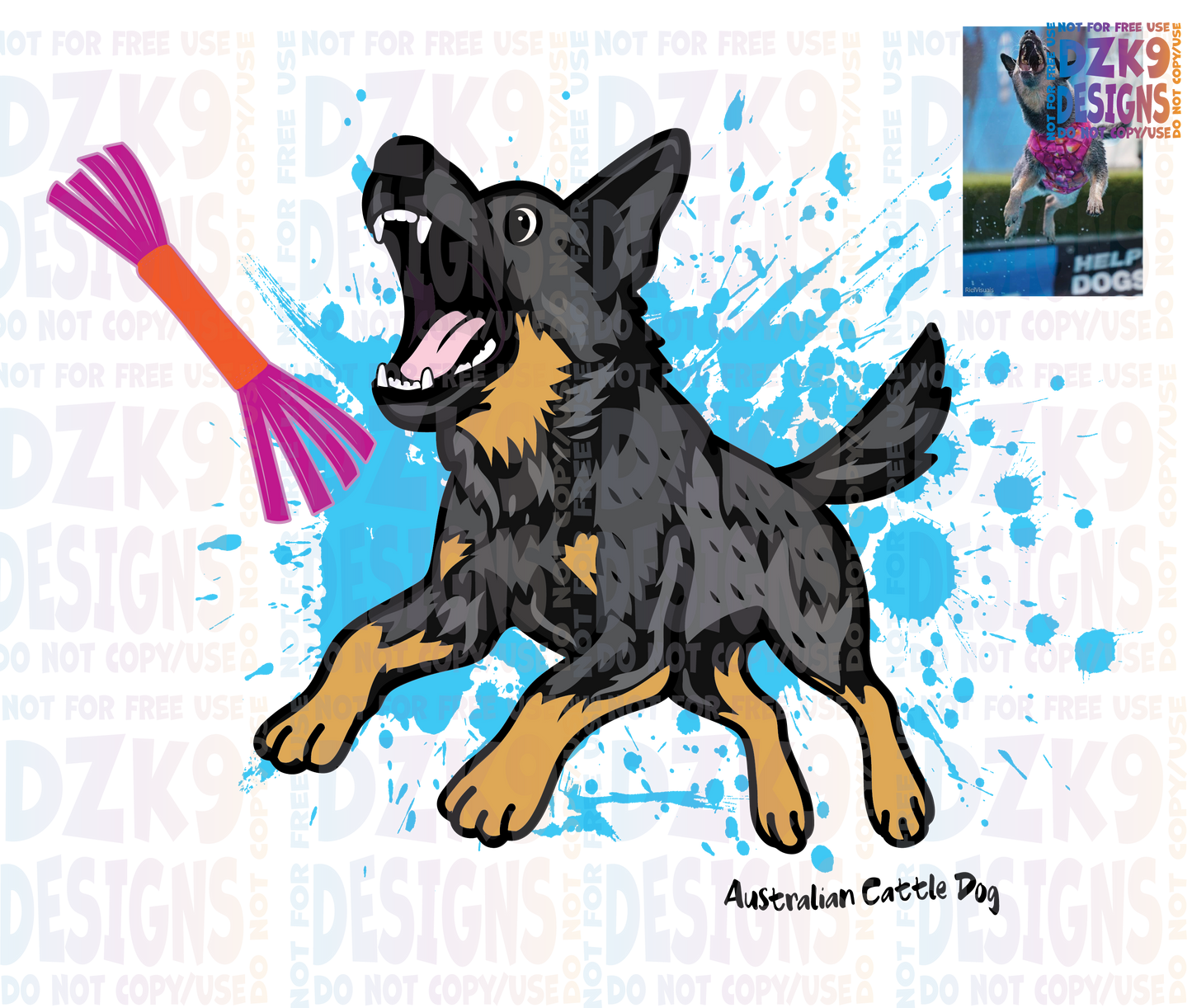 Cattle Dog Cartoon - Dock Jumping SHIRTS & MORE!