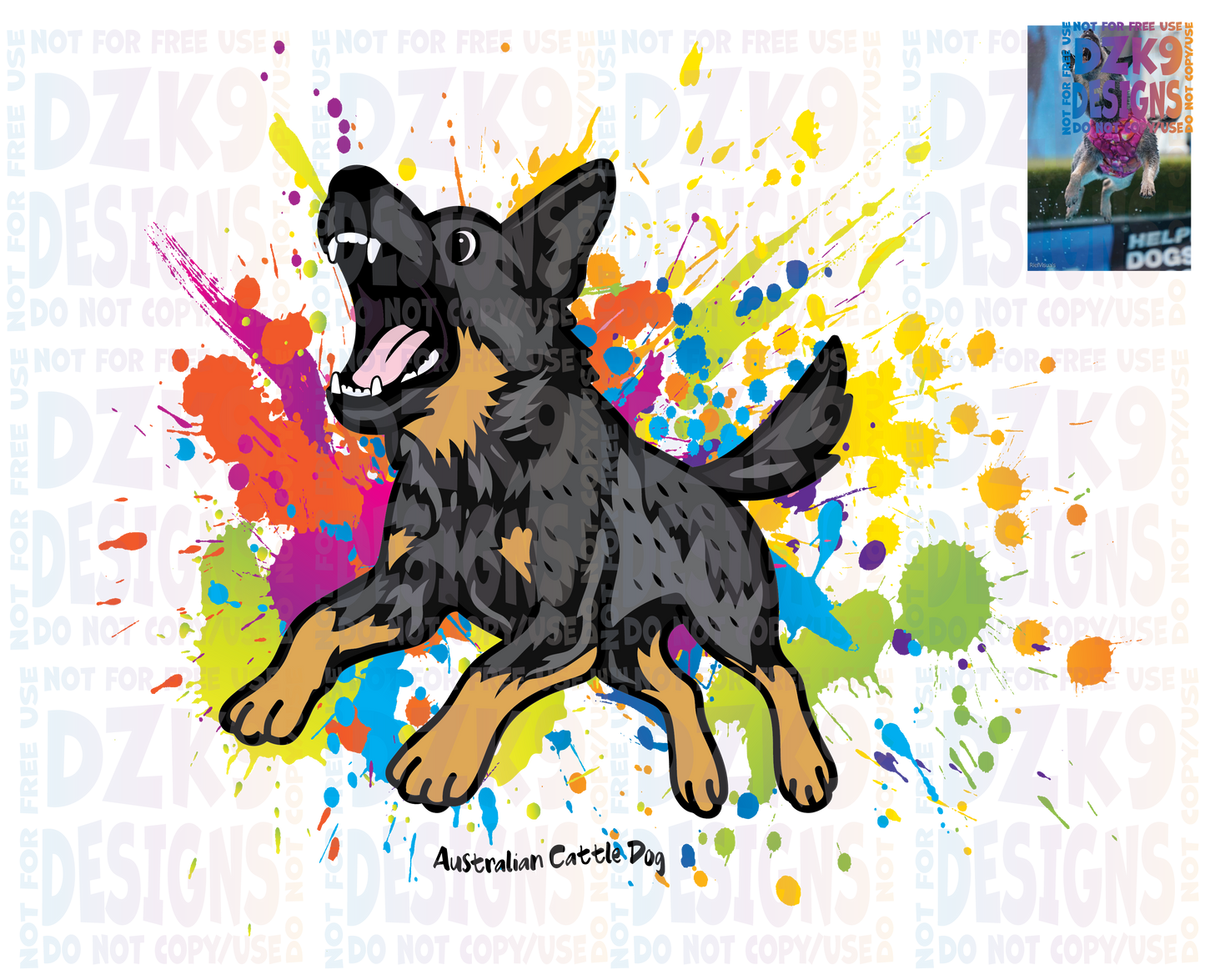 Cattle Dog Cartoon - Color Splash SHIRTS & MORE!