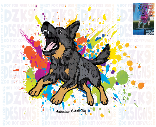 Cattle Dog Cartoon - Color Splash SHIRTS & MORE!