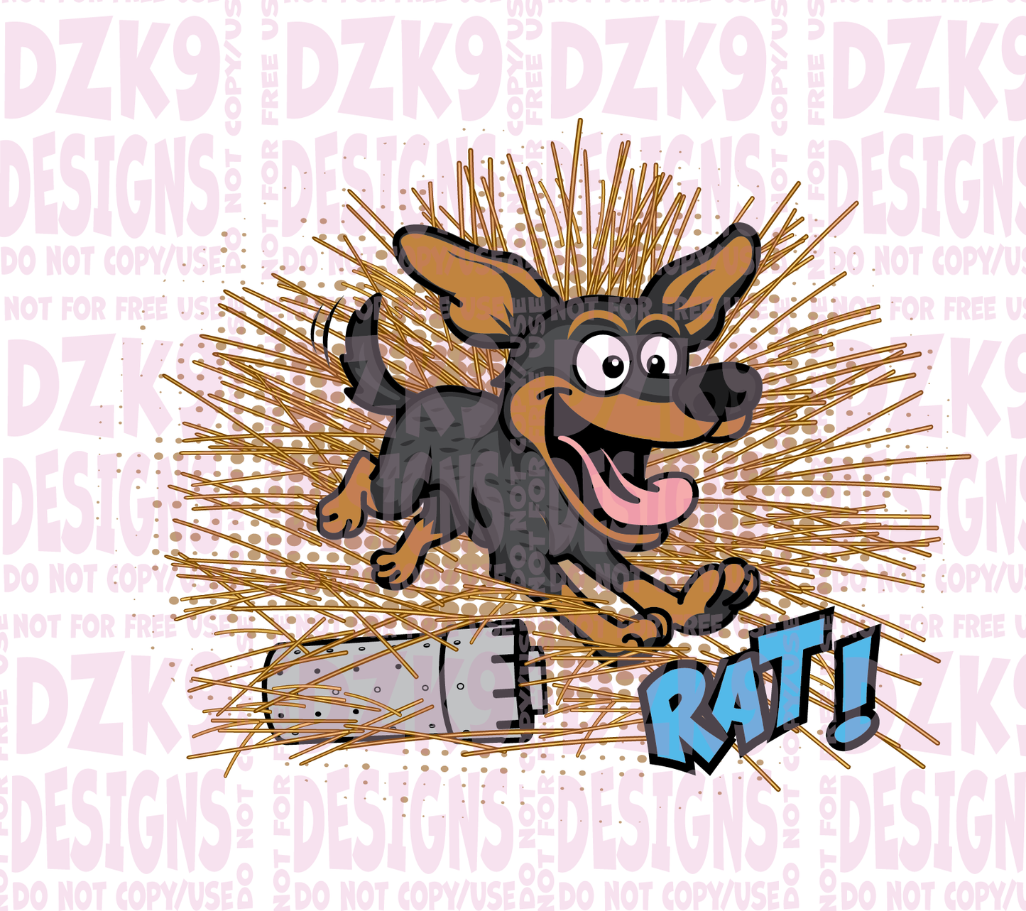 BARN HUNT "rat!" (CATTLE DOG CARTOON)