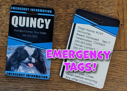 CRATE/BAG TAG - EMERGENCY INFO