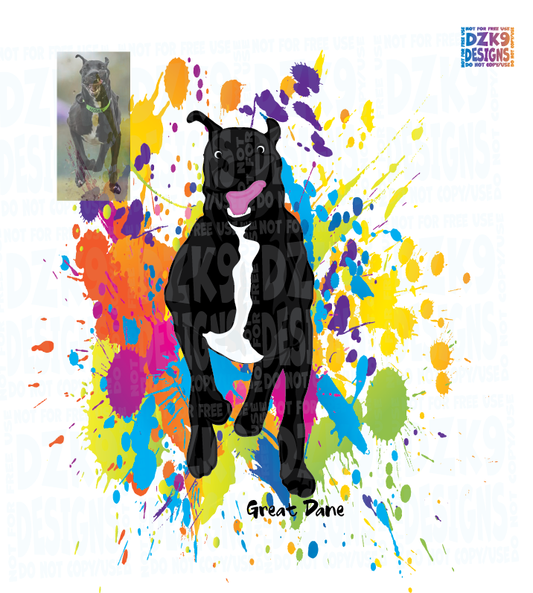 GREAT DANE  - COLOR SPLASH RUNNING CARTOON SHIRTS & MORE!
