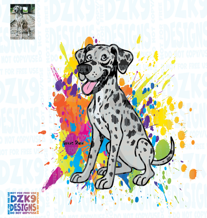 GREAT DANE  - COLOR SPLASH HAPPY CARTOON SHIRTS & MORE!