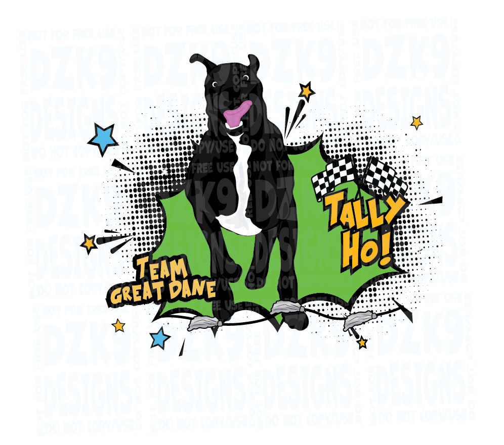 GREAT DANE  - TALLY HO COMIC CARTOON SHIRTS & MORE!