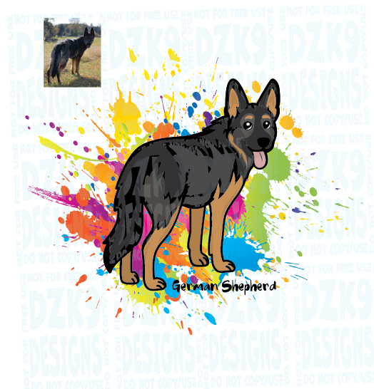 GERMAN SHEPHERD CUTE - CARTOON SHIRTS & MORE!