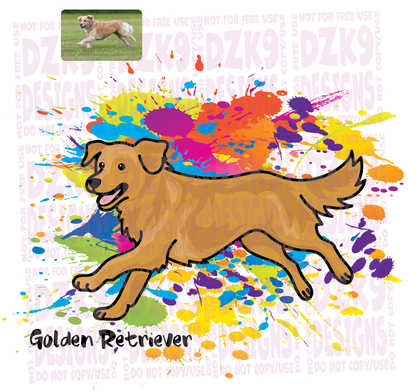 GOLDEN RETRIEVER COLOR RUN - CARTOON SHIRTS & MORE!