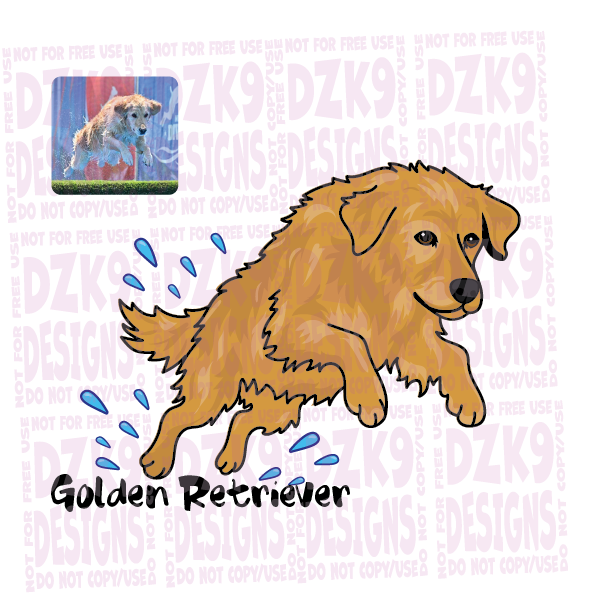 GOLDEN RETRIEVER - DOCK DIVE FUN CARTOON SHIRTS & MORE!