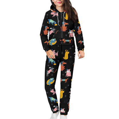Women's hooded long sleeve jumpsuit