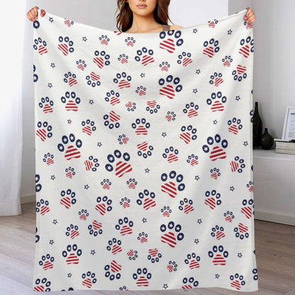 PATRIOTIC - PAWS-N-STARS Flannel Blanket-50"x60"