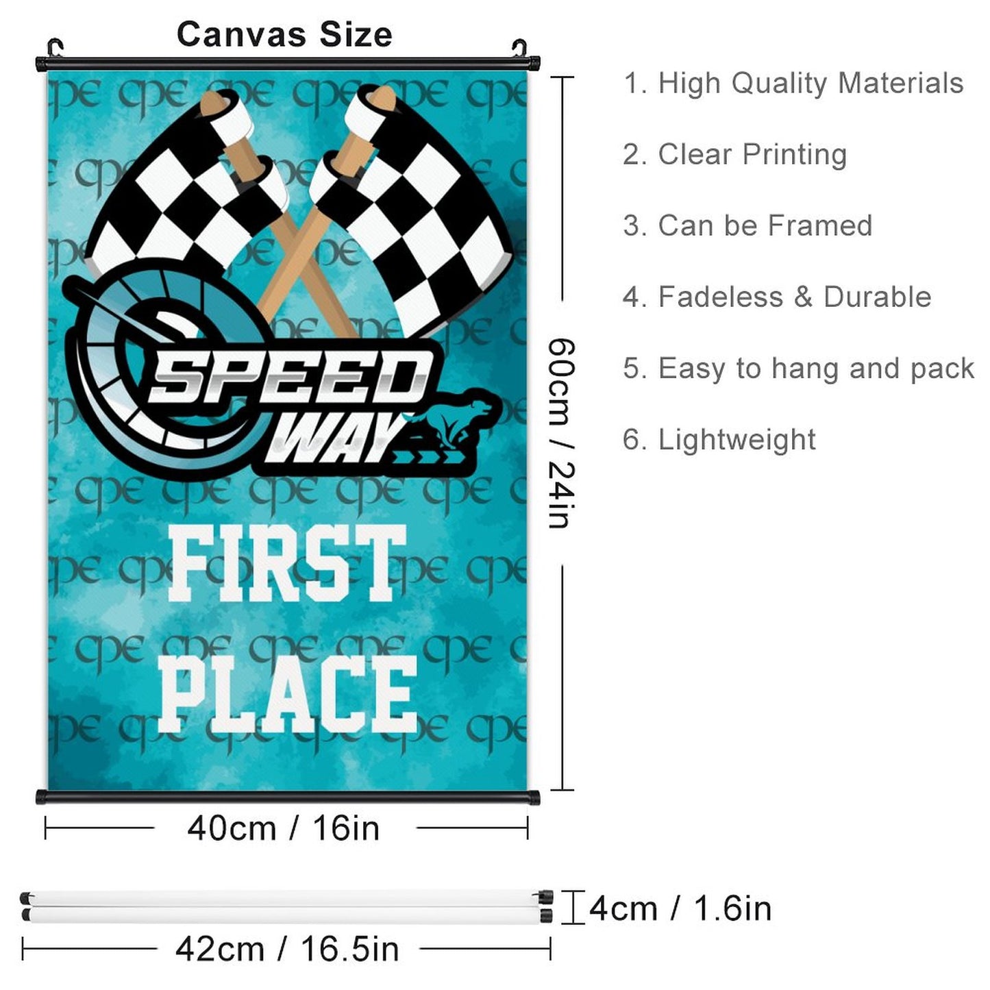 CPE SPEEDWAY AWARD Canvas Hanging Poster with Scrolls-16"x24"