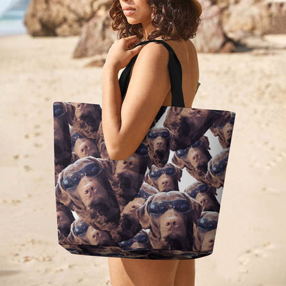 FOXY LADY _ LAB _ COLLAGE FACE DESIGN - Large One Shoulder Shopping Bag