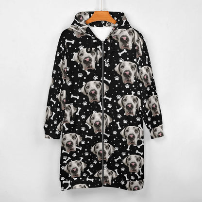 FACE w PAWS-n-BONES Zipper Long Sleeve Hoodie