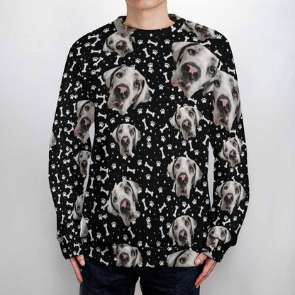 FACE w PAWS-n-BONES Men's Crew Neck Sweater