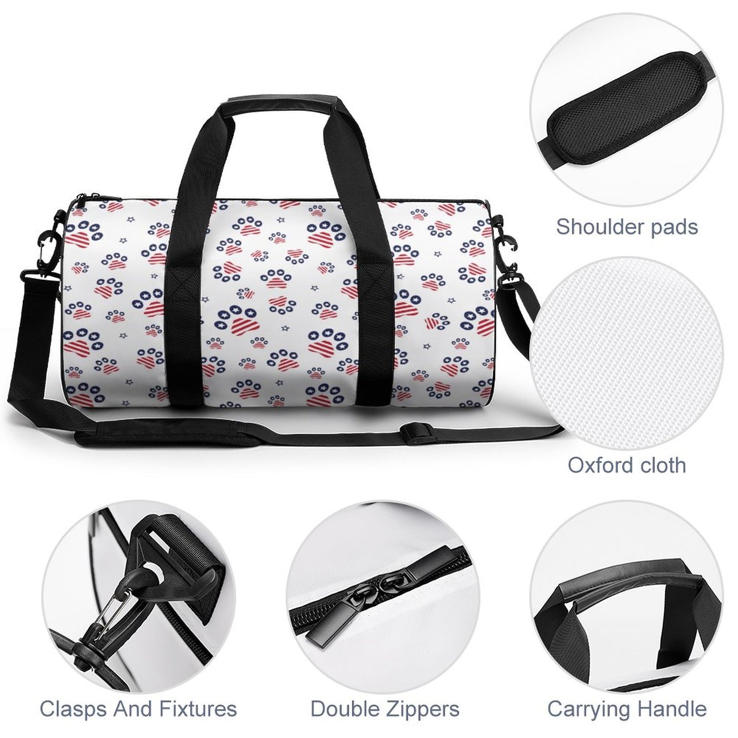 PATRIOTIC - PAWS-N-STARS Foldable Duffel Gym Bag