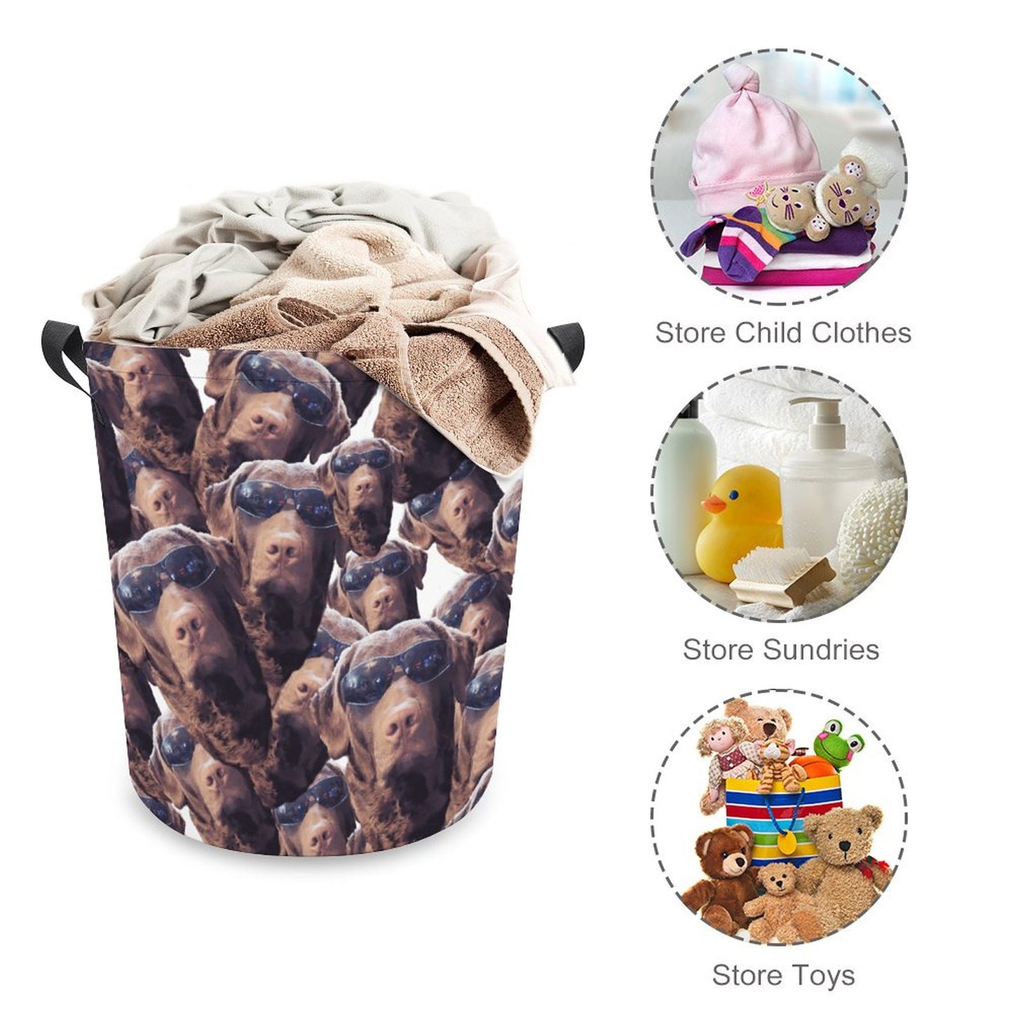 FOXY LADY _ LAB _ COLLAGE FACE DESIGN -Collapsible Laundry Basket