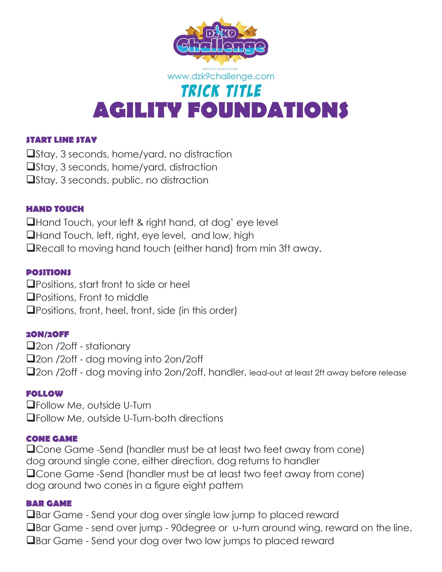 DZK9 CHALLENGE - AGILITY
