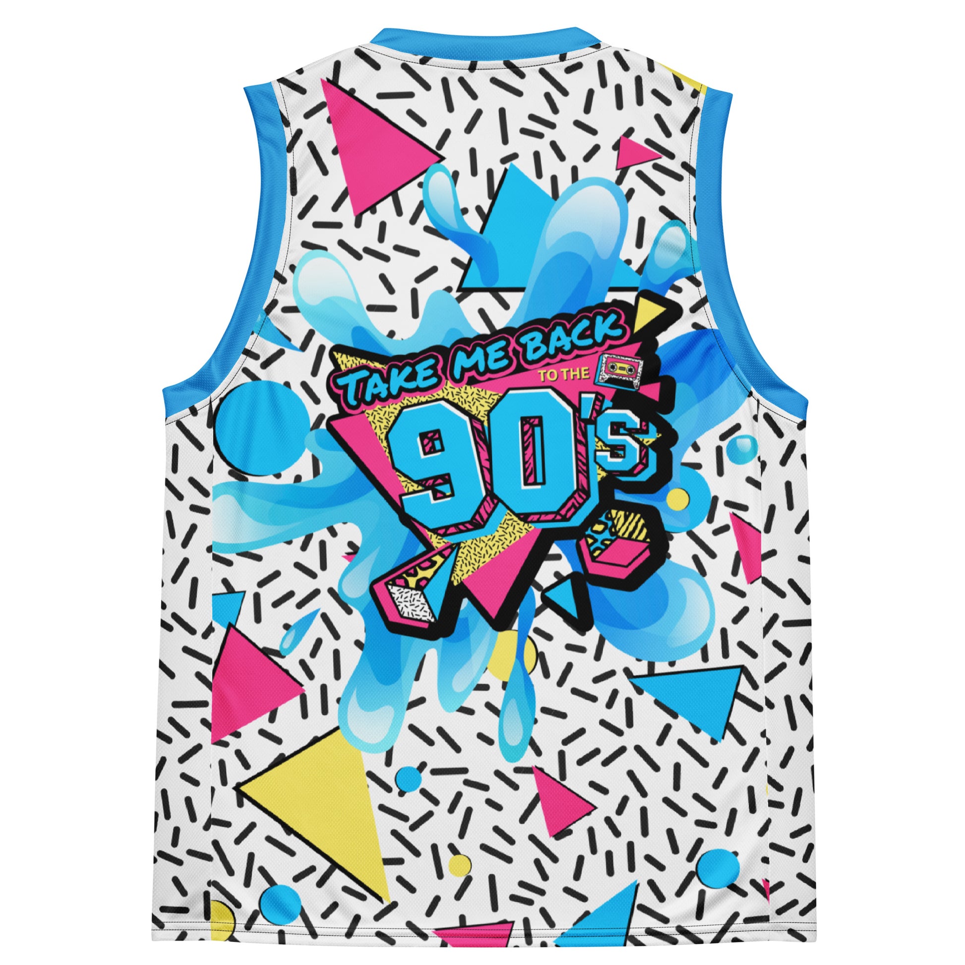 TAKE ME BACK TO THE 90S SPLASH Recycled unisex basketball jersey DZK9 Designs TAKE ME BACK TO THE 90S SPLASH Recycled unisex basketball jersey DZK9 Designs