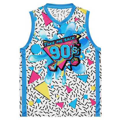 TAKE ME BACK TO THE 90S SPLASH Recycled unisex basketball jersey