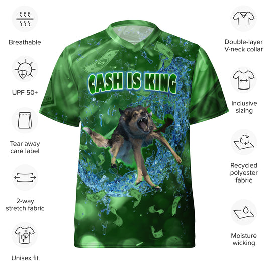 CASH IS KING Recycled unisex sports jersey