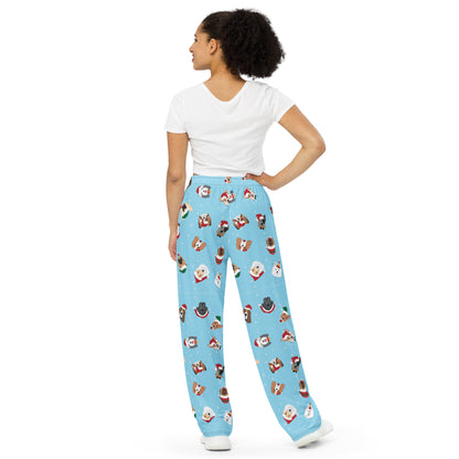 HOLIDAY DOGS BLUE 2 unisex wide-leg pants