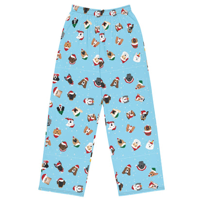 HOLIDAY DOGS BLUE 2 unisex wide-leg pants