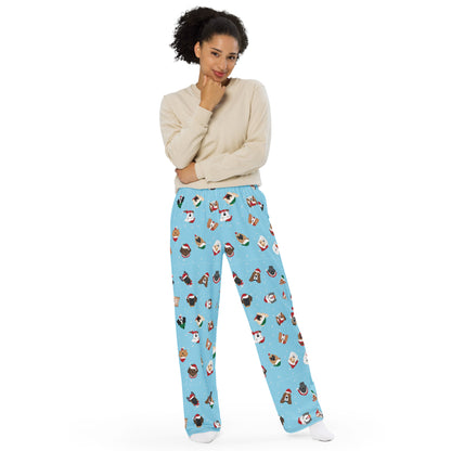 HOLIDAY DOGS BLUE 2 unisex wide-leg pants