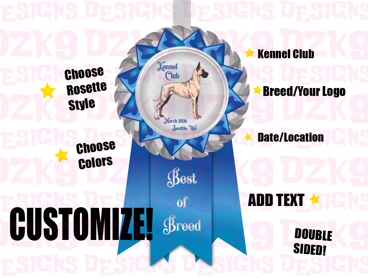 Rosette Keychains - Leather Award - CUSTOM!