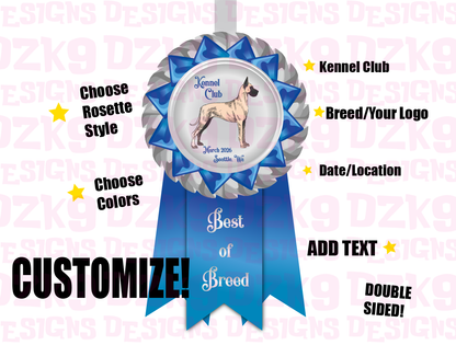 Rosette Keychains - Leather Award - CUSTOM!